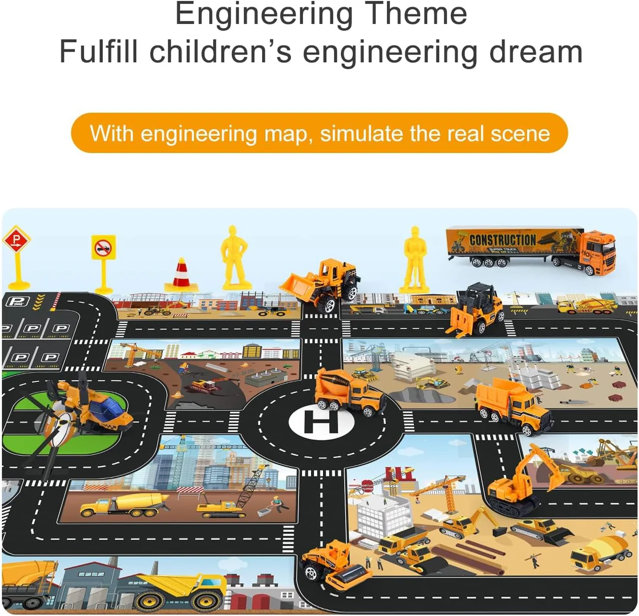 8 Player Diecast Car Urban Traffic Construction Monopoly Mat Game